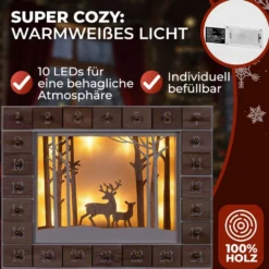 LED-Adventskalender "Winterwald" aus MDF