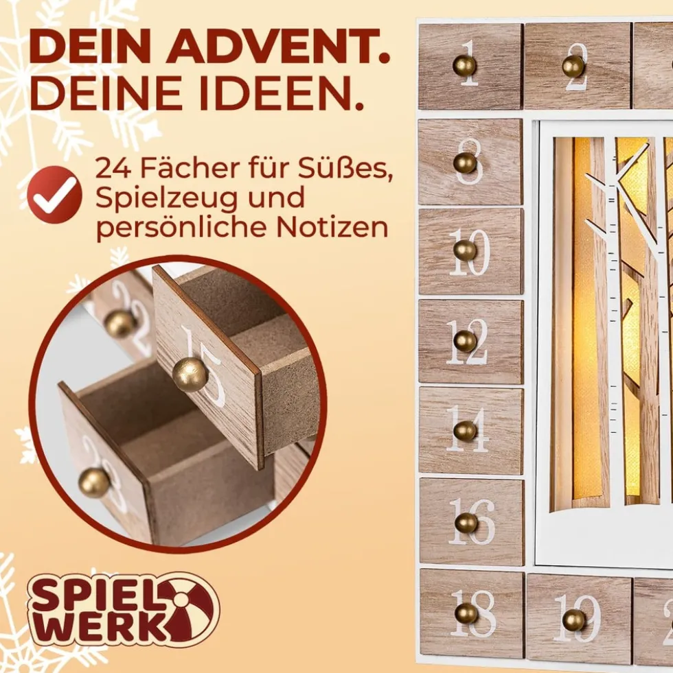 LED-Adventskalender "Winterwald" aus MDF