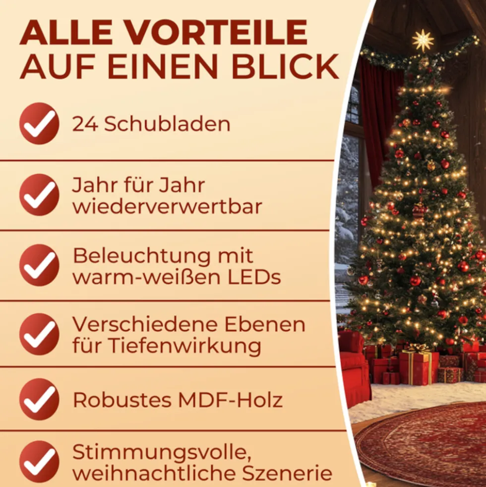 LED-Adventskalender "Winterwald" aus MDF
