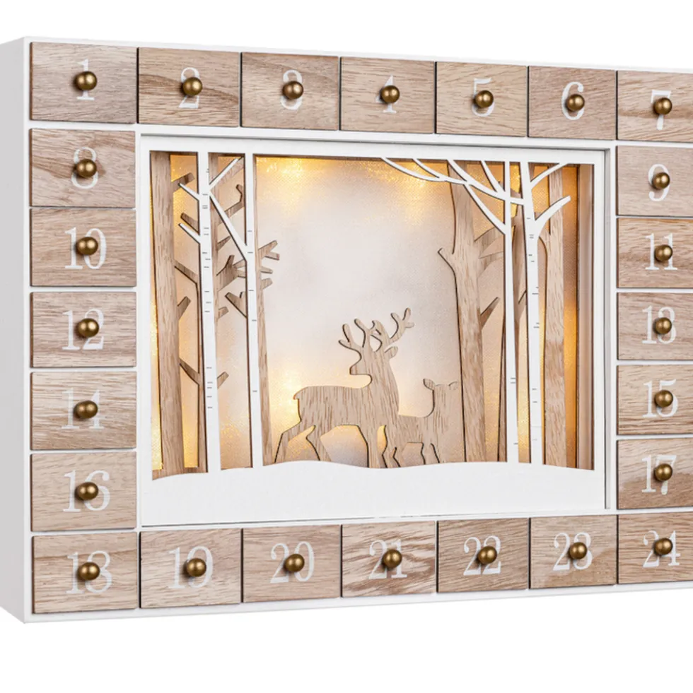 LED-Adventskalender "Winterwald" aus MDF