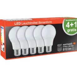 LED-Birnenlampe 8 W 810lm, 5er Pack