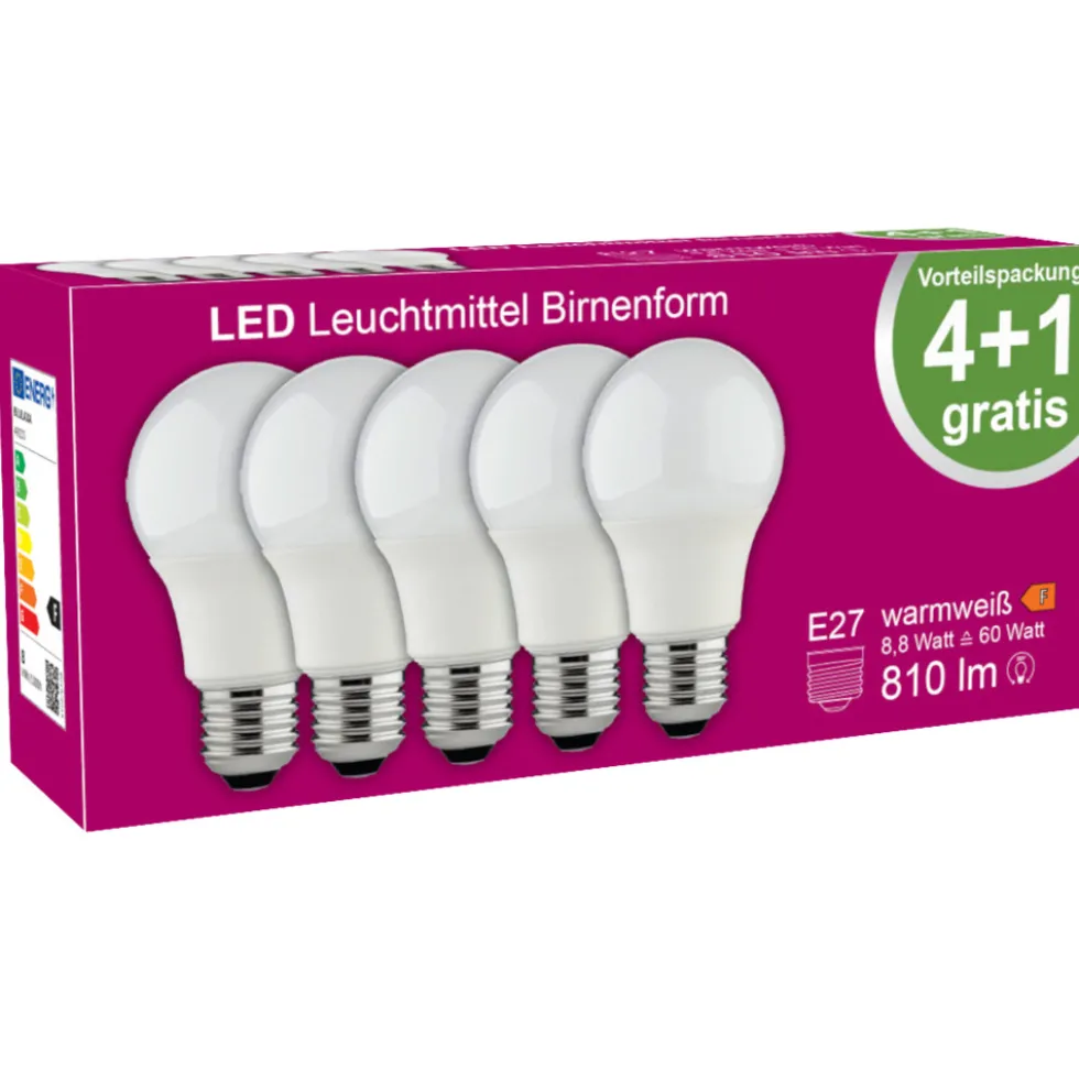 LED-Birne SMD 8,8 Watt E27 5er Set