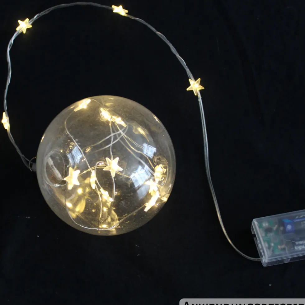 LED-Deko-Glaskugel batteriebetrieben mit 10 Sternen-LEDs Ø ca. 10 cm