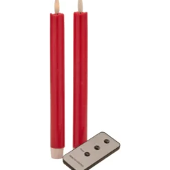 LED-Dinnerkerzen Echtwachs flackernd 2er-Set weinrot