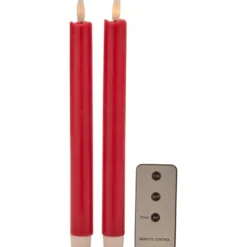 LED-Dinnerkerzen Echtwachs flackernd 2er-Set weinrot