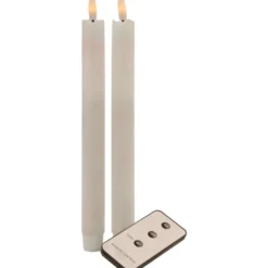LED-Dinnerkerzen Echtwachs flackernd 2er-Set weiß