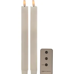 LED-Dinnerkerzen Echtwachs flackernd 2er-Set weiß