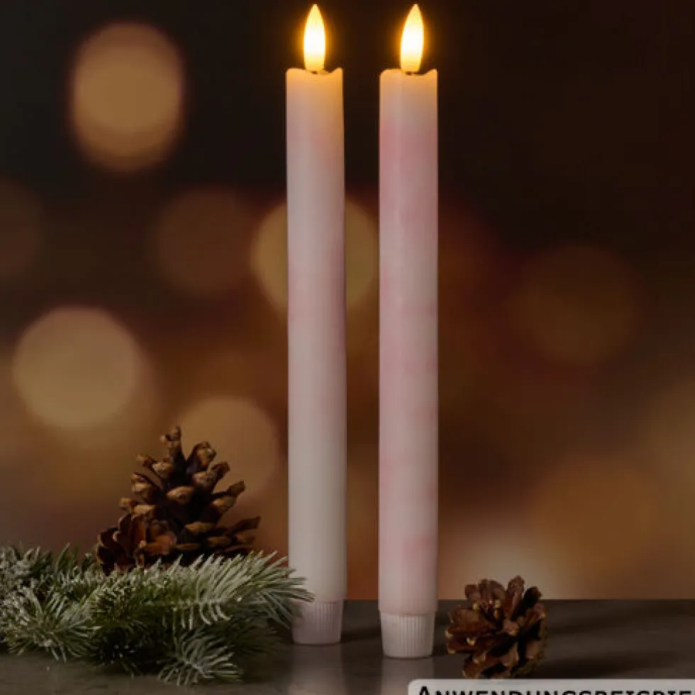 LED-Dinnerkerzen Echtwachs flackernd 2er-Set weiß