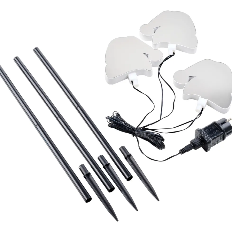 LED-3D-Spiegelleuchte Gartenstecker 3er-Set, sortiert