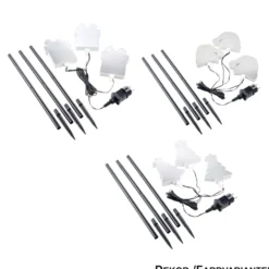 LED-3D-Spiegelleuchte Gartenstecker 3er-Set, sortiert