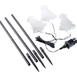LED-3D-Spiegelleuchte Gartenstecker 3er-Set, sortiert