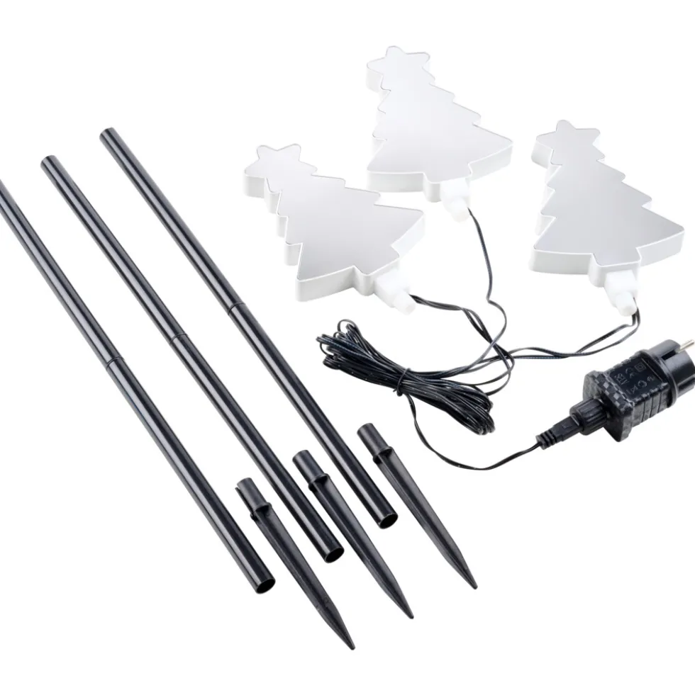LED-3D-Spiegelleuchte Gartenstecker 3er-Set, sortiert