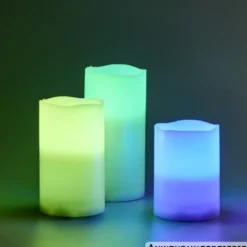 LED-Echtwachskerzen-Set 3-teilig weiß mit Farbwechsel