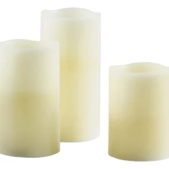 LED-Echtwachskerzen-Set 3-teilig weiß mit Farbwechsel