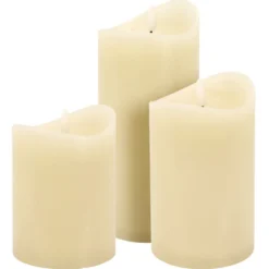 LED-Echtwachskerzen Set 3-teilig mit Timer
