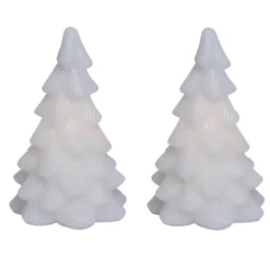 LED Echtwachskerzen Tannenbaum 2 Stück batteriebetrieben