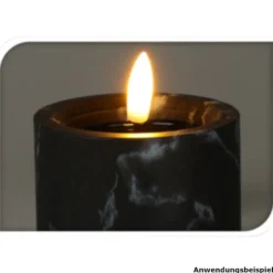 LED-Echtwachskerze 7,5 x 10 cm in Schwarz mit Timer