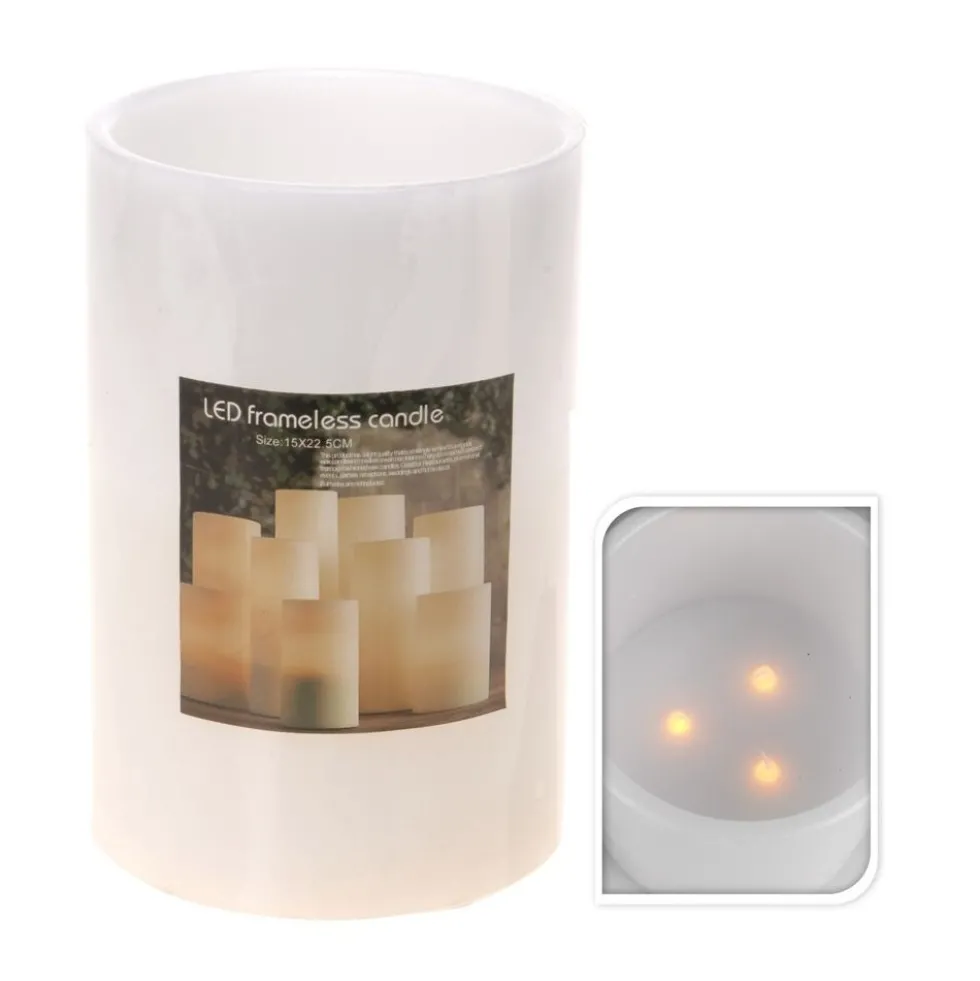 LED Echtwachs Kerze 15x22,5cm 3LED flackernd flammenlos Tischkerze Dekokerze