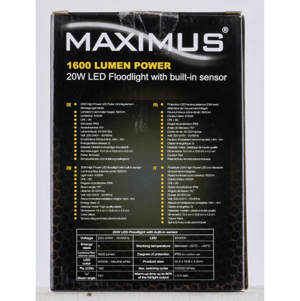 LED-Fluter 20 Watt 1600 Lumen mit Bewegungssensor