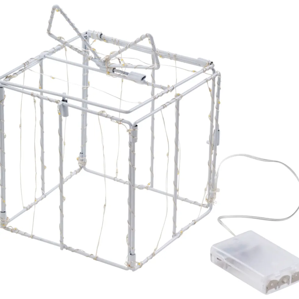 LED-Geschenkbox weiß faltbar 57 LEDs 15 cm