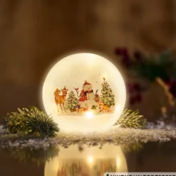 LED-Glaskugel mit Weihnachtsmotiv, 3-fach sortiert