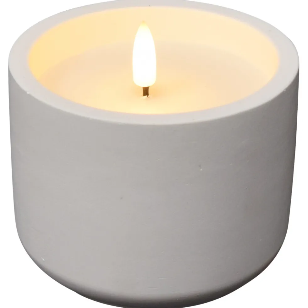 LED-Kerze batteriebetrieben 10 x 10 cm mit Betontopf
