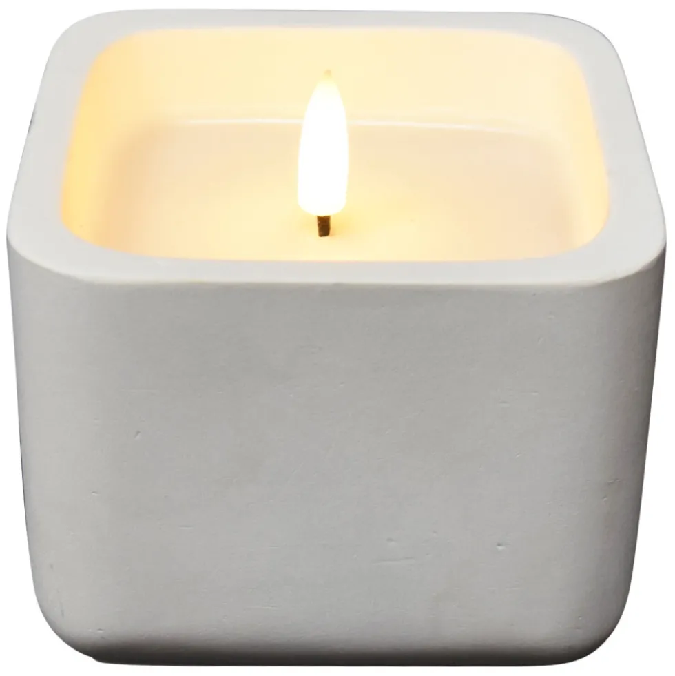LED-Kerze batteriebetrieben 10 x 10 cm mit Betontopf