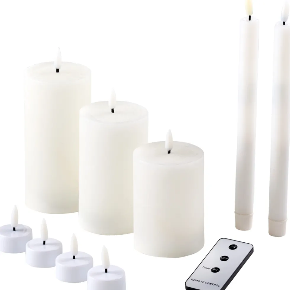LED-Kerzen-Set 9-teilig weiß mit Fernbedienung