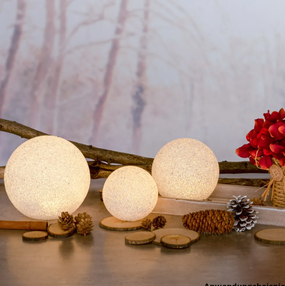 LED-Kugelleuchte 18 cm batteriebetrieben warmweiß aus Kunststoff