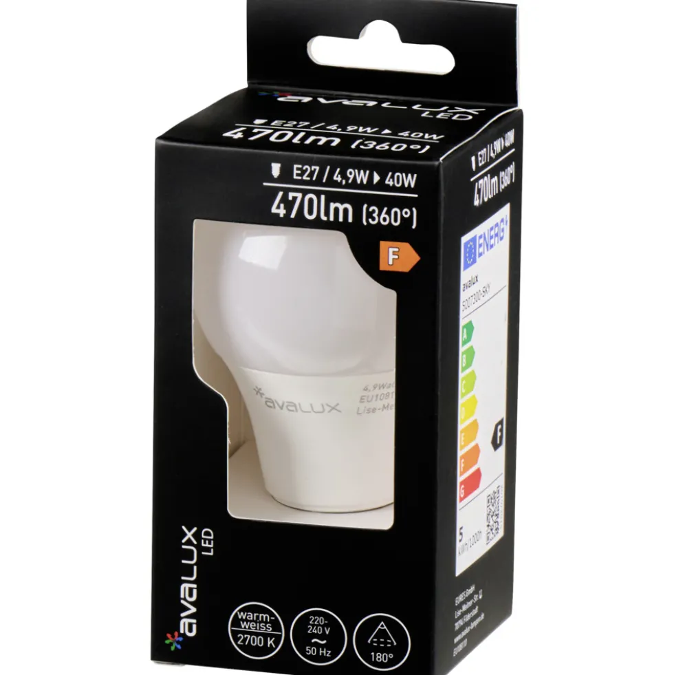 LED-Lampe 4,9 W in Birnenform mit E27-Sockel