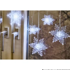 LED-Lichterkette batteriebetrieben mit 10 Schneeflocken