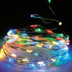 LED-Lichterkette 40 LED bunt aus Silberdraht