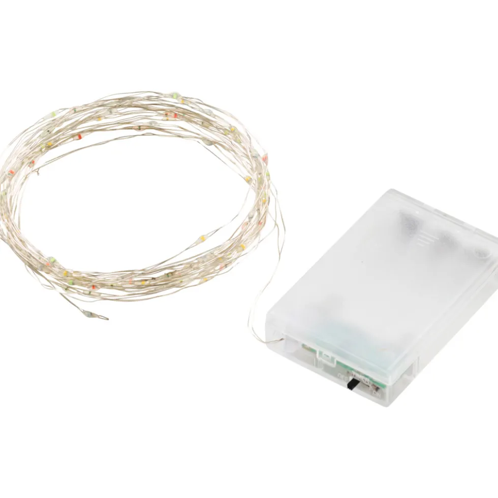 LED-Lichterkette 100 LED bunt aus Silberdraht