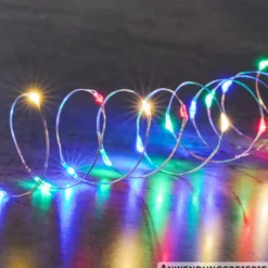 LED-Lichterkette 100 LED bunt aus Silberdraht