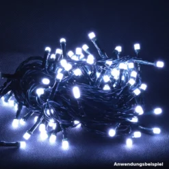 LED-Lichterkette mit 120 kaltweißem und buntem LEDs, 8 Funktionen und Timer