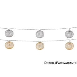 LED-Lichterkette mit 10 Silk-Kugeln Silber oder Gold