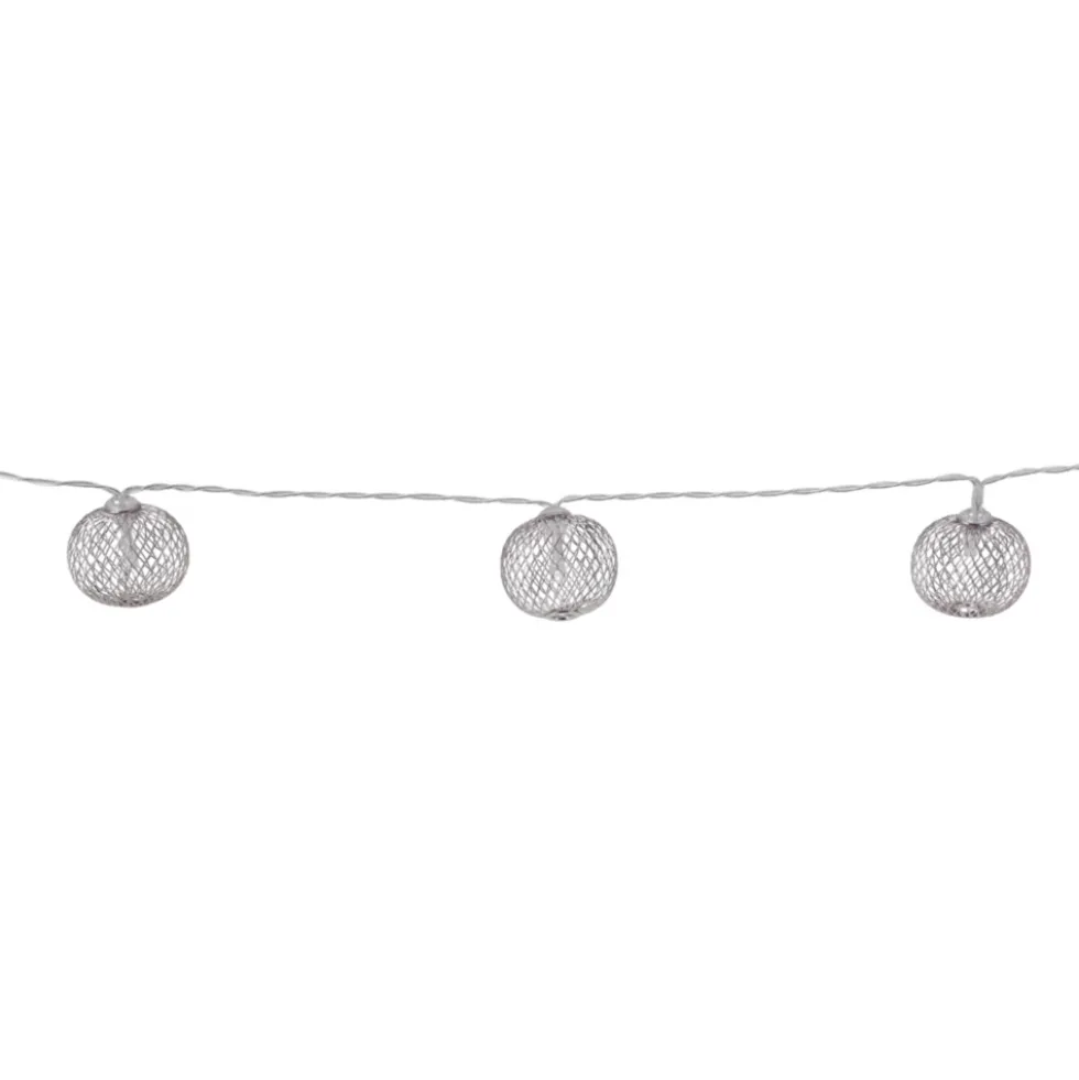 LED-Lichterkette mit 10 Silk-Kugeln Silber oder Gold
