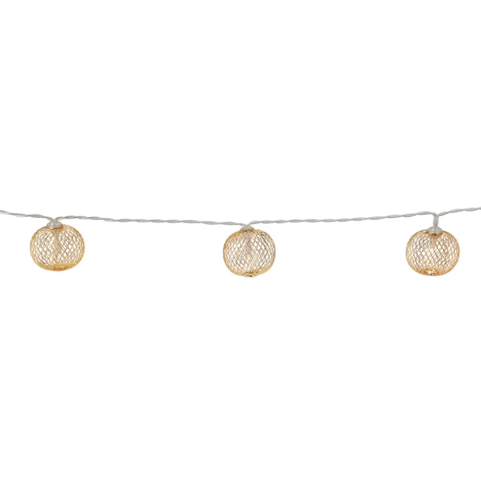 LED-Lichterkette mit 10 Silk-Kugeln Silber oder Gold