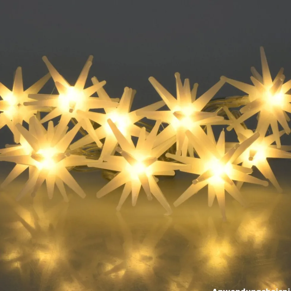 LED-Lichterkette mit 10 Sternen und 10 warmweißen LEDs