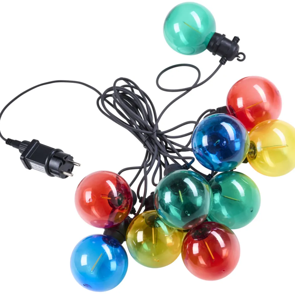 LED-Lichterkette 10 m multicolor mit 10 Birnen