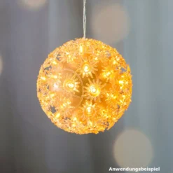 LED-Lichterkugel aufhängbar Ø 12cm aus Kunststoff mit 50 warmweißen LEDs