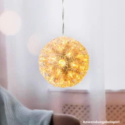 LED-Lichterkugel aufhängbar Ø 12cm aus Kunststoff mit 50 warmweißen LEDs