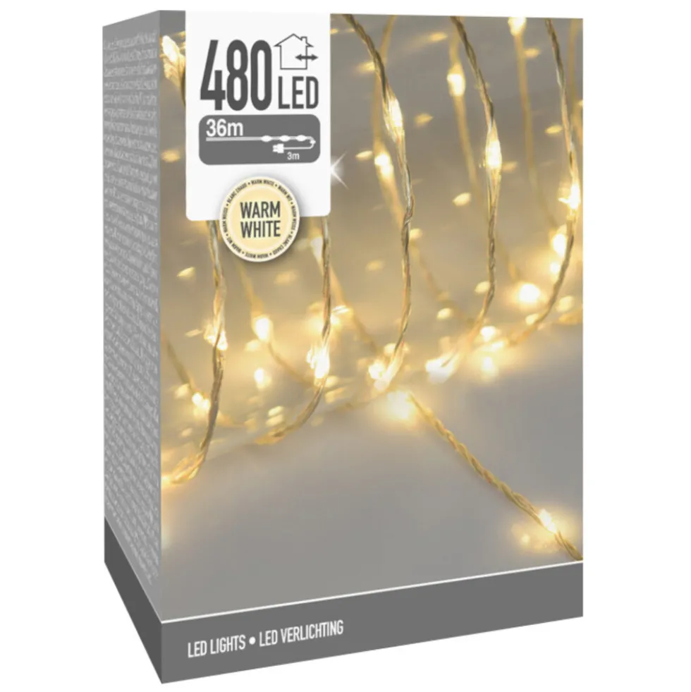 LED-Lichtschlauch 39 m mit 480 warmweißen LEDs für innen und außen