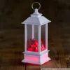 LED Mini-Laterne aus Kunststoff in weiß mit Flammeneffekt