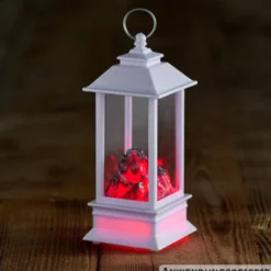 LED Mini-Laterne aus Kunststoff in weiß mit Flammeneffekt