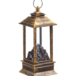 LED Mini-Laterne aus Kunststoff in bronze mit Flammeneffekt