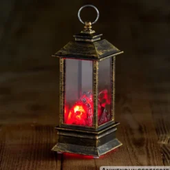 LED Mini-Laterne aus Kunststoff in bronze mit Flammeneffekt