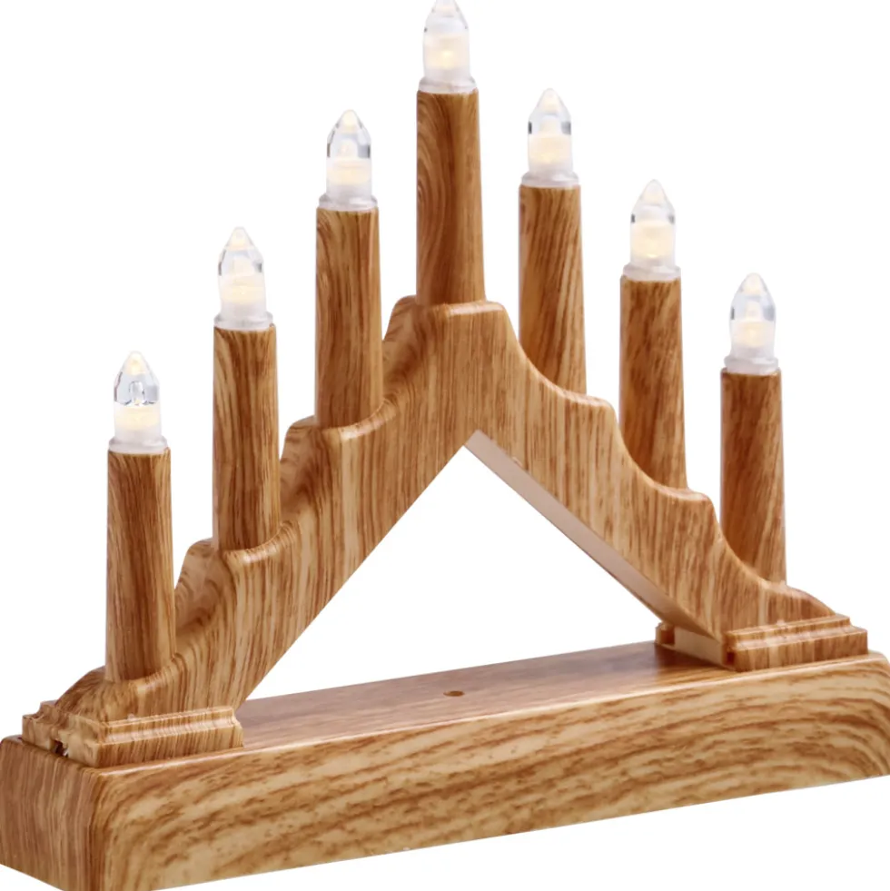 LED-Schwibbogen aus Holz mit LED-Kerzen
