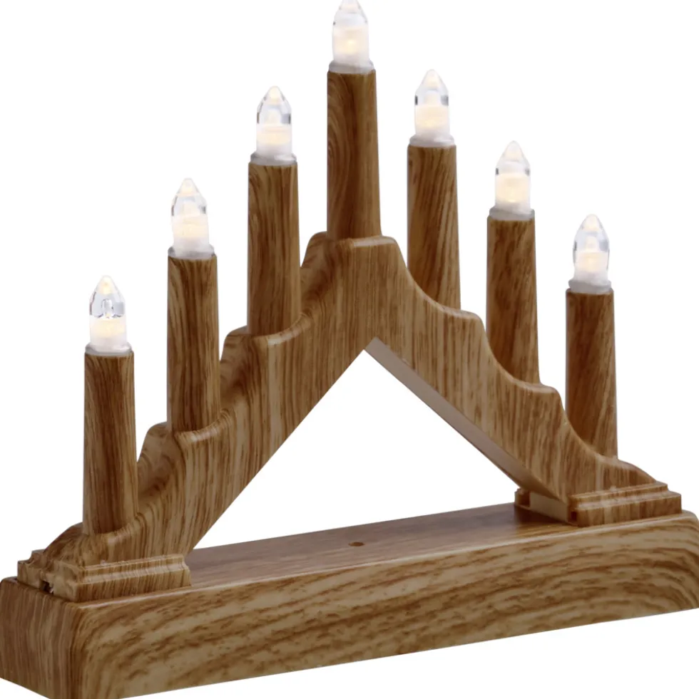 LED-Schwibbogen aus Holz mit LED-Kerzen