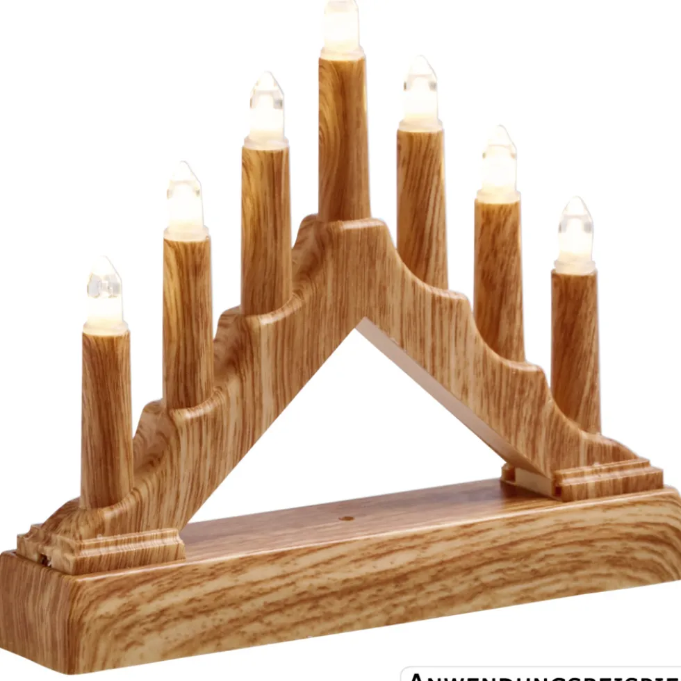 LED-Schwibbogen aus Holz mit LED-Kerzen